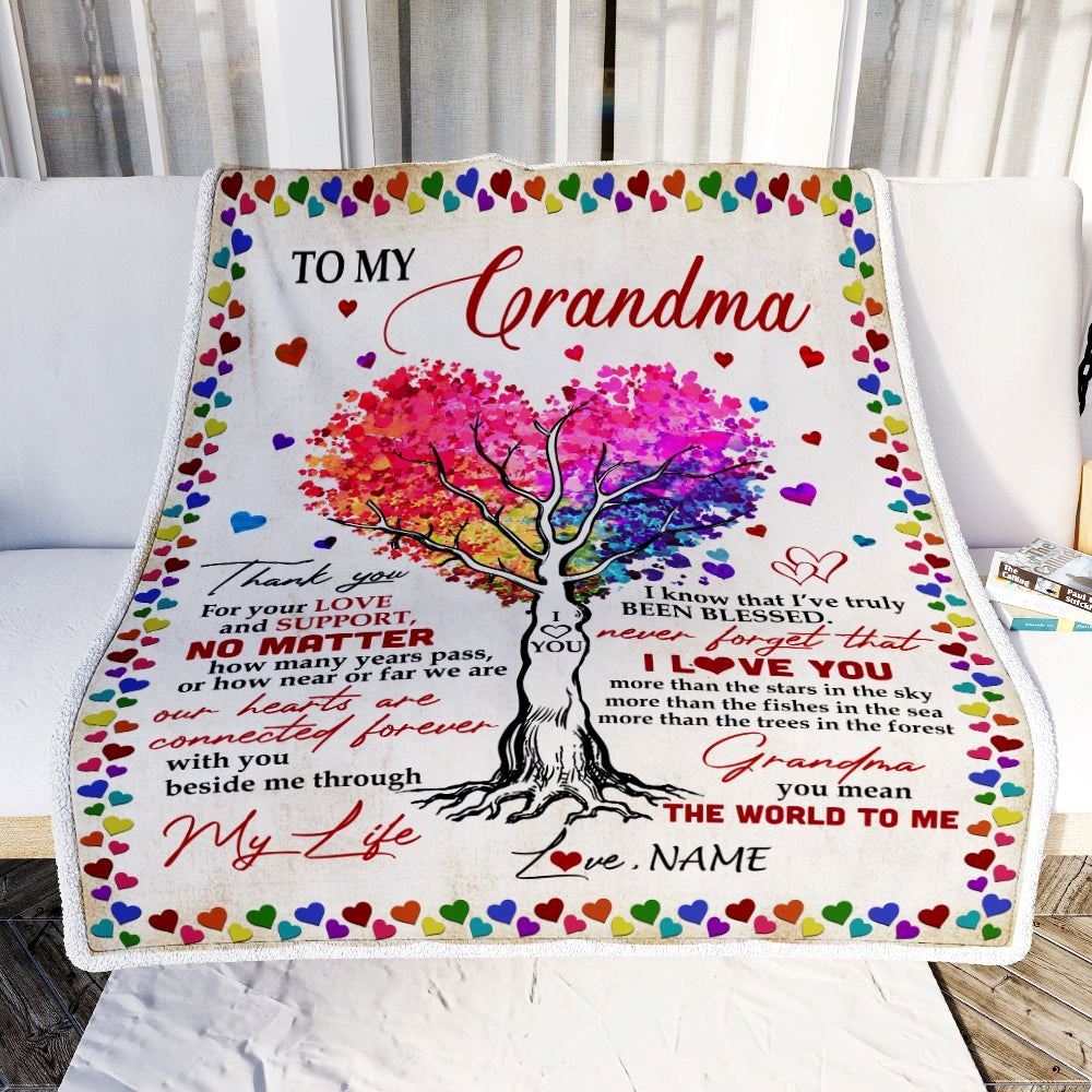 Personalized To My Grandma Blanket From Grandkid Never Forget That I Love You You Mean The World to Me Blanket, Mother's Day Blanket, Presents For Her