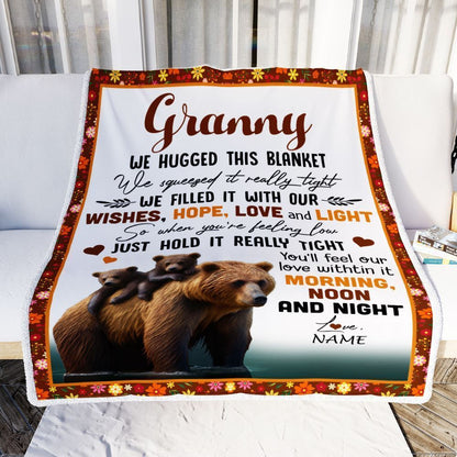 Personalized To My Granny Blanket From Granddaughter Grandson Bear I Love You Blanket, Mother's Day Blanket, Presents For Her