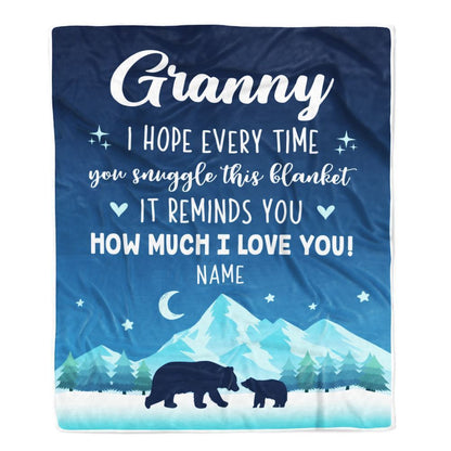 Personalized To My Granny Blanket From Granddaughter Grandson I Hope Every Time Bear Blanket, Mother's Day Blanket, Presents For Her