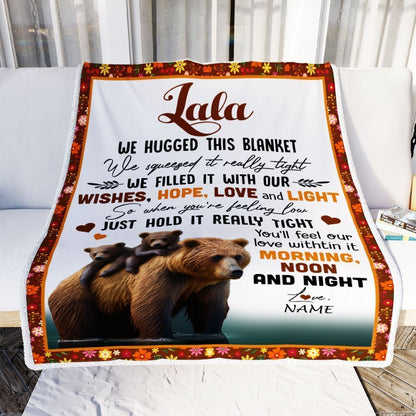 Personalized To My Lala Blanket From Granddaughter Grandson Bear I Love You Blanket, Mother's Day Blanket, Presents For Her