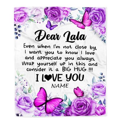 Personalized To My Lala Blanket From Granddaughter Grandson Butterfly Love And Appreciate Blanket, Mother's Day Blanket, Presents For Her