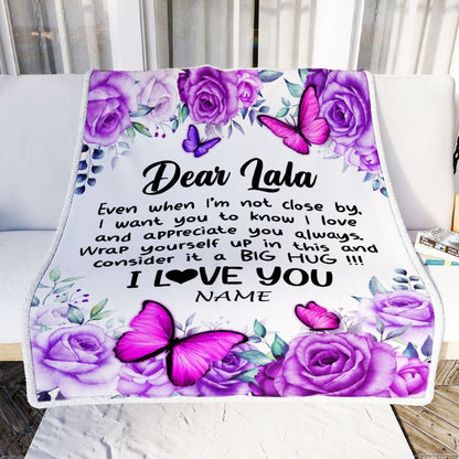 Personalized To My Lala Blanket From Granddaughter Grandson Butterfly Love And Appreciate Blanket, Mother's Day Blanket, Presents For Her