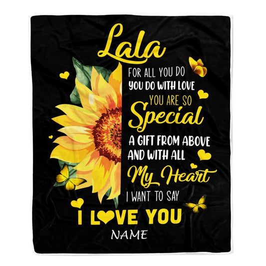 Personalized To My Lala Blanket From Grandkids Granddaughter I Want To Say I Love You Sunfower Blanket, Mother's Day Blanket, Presents For Her
