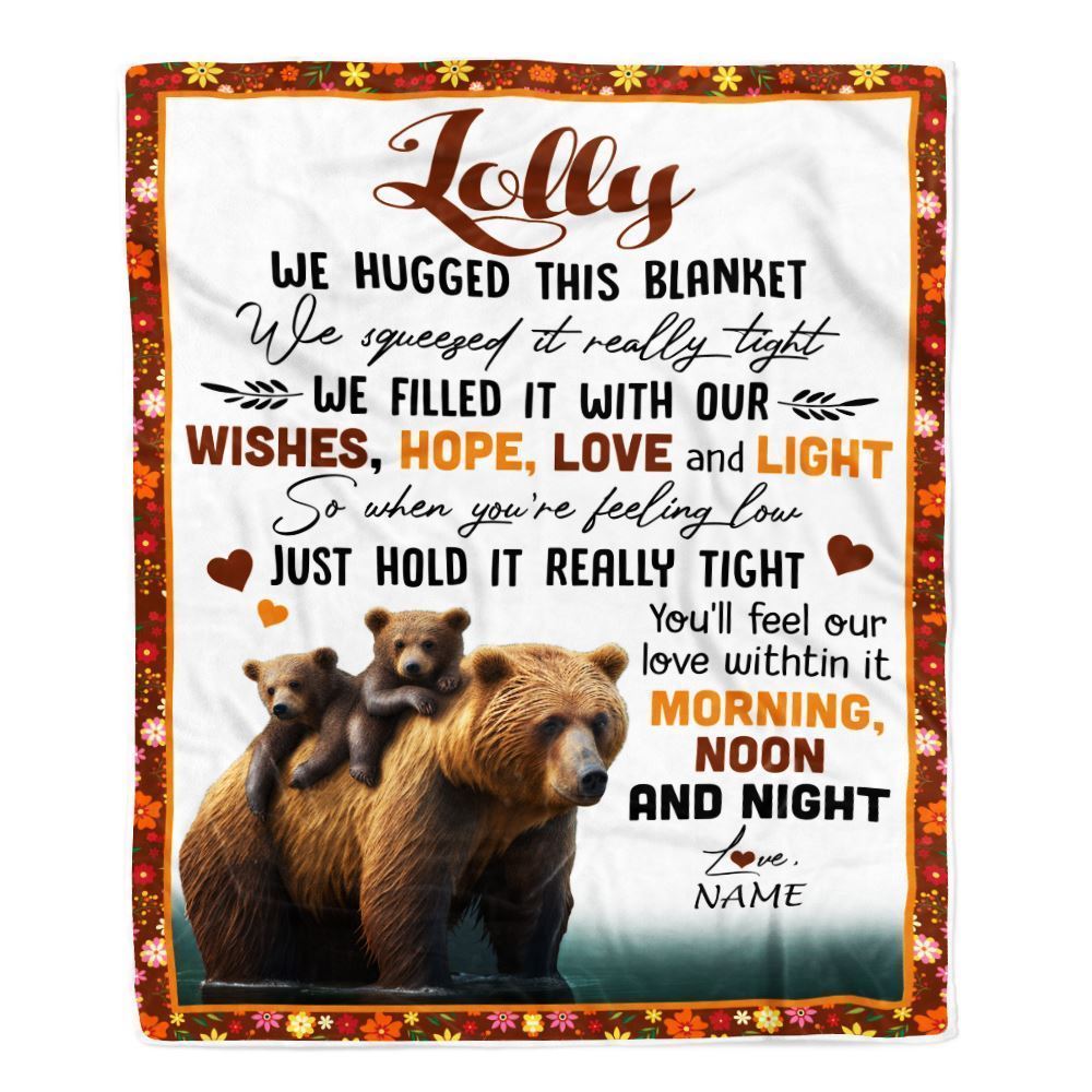 Personalized To My Lolly Blanket From Granddaughter Grandson Bear I Love You Blanket, Mother's Day Blanket, Presents For Her