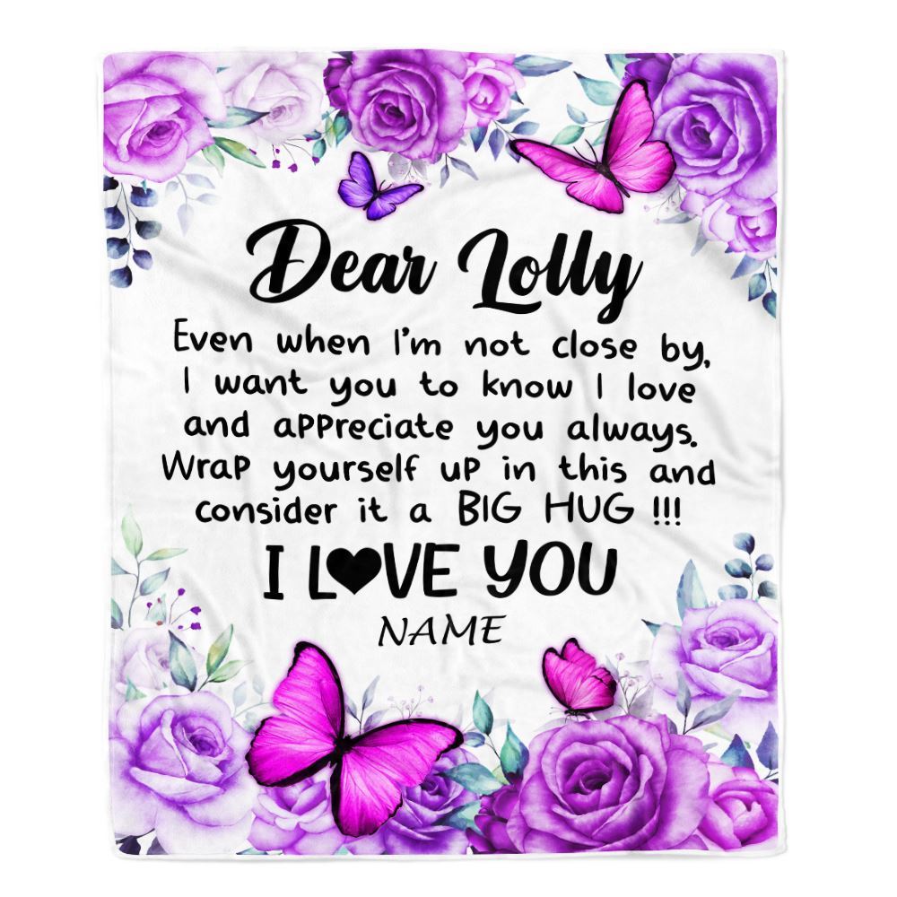 Personalized To My Lolly Blanket From Granddaughter Grandson Butterfly Love And Appreciate Blanket, Mother's Day Blanket, Presents For Her