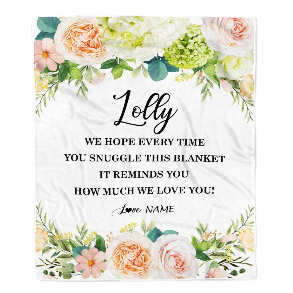 Personalized To My Lolly Blanket From Grandkids How Much We Love You Flower Blanket, Mother's Day Blanket, Presents For Her