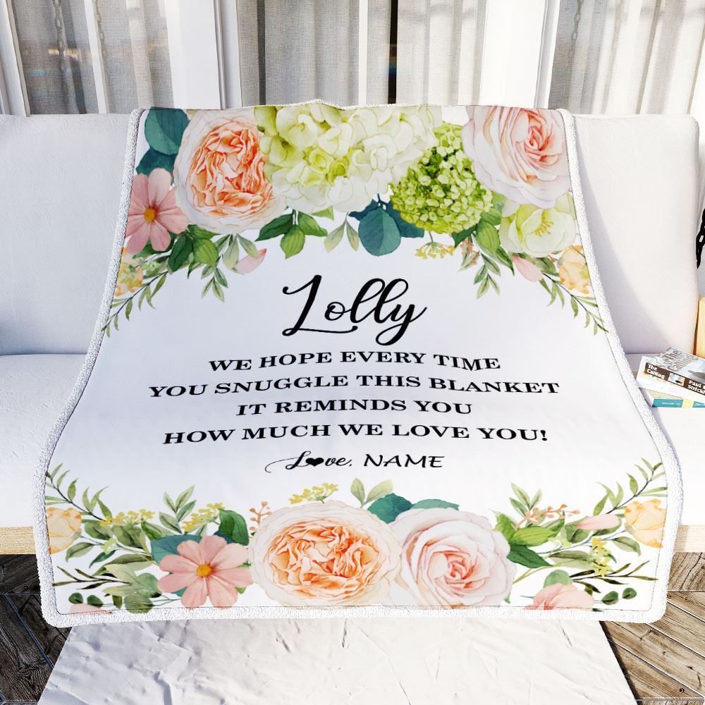Personalized To My Lolly Blanket From Grandkids How Much We Love You Flower Blanket, Mother's Day Blanket, Presents For Her