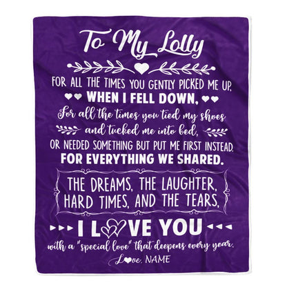 Personalized To My Lolly Blanket From Grandkids I Love You With A Special Love Blanket, Mother's Day Blanket, Presents For Her