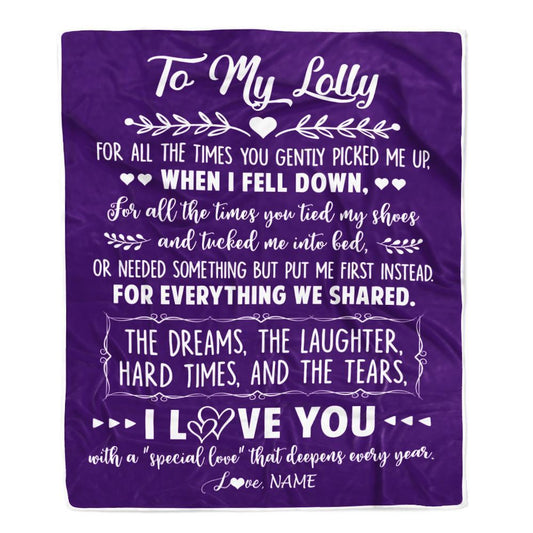 Personalized To My Lolly Blanket From Grandkids I Love You With A Special Love Blanket, Mother's Day Blanket, Presents For Her