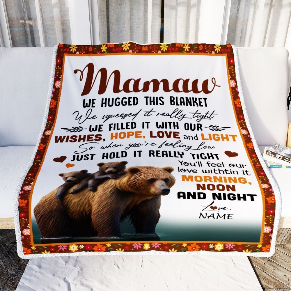Personalized To My Mamaw Blanket From Granddaughter Grandson Bear I Love You Blanket, Mother's Day Blanket, Presents For Her