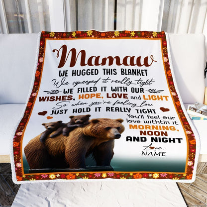 Personalized To My Mamaw Blanket From Granddaughter Grandson Bear I Love You Blanket, Mother's Day Blanket, Presents For Her