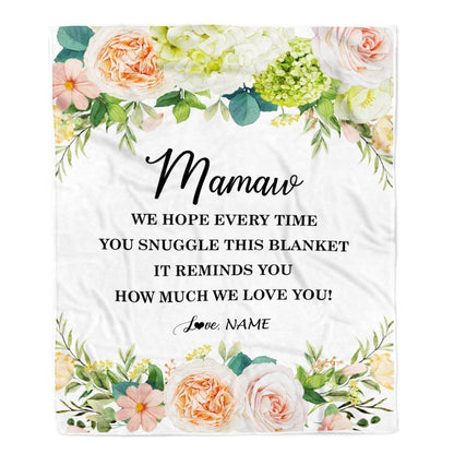 Personalized To My Mamaw Blanket From Grandkids How Much We Love You Flower Blanket, Mother's Day Blanket, Presents For Her