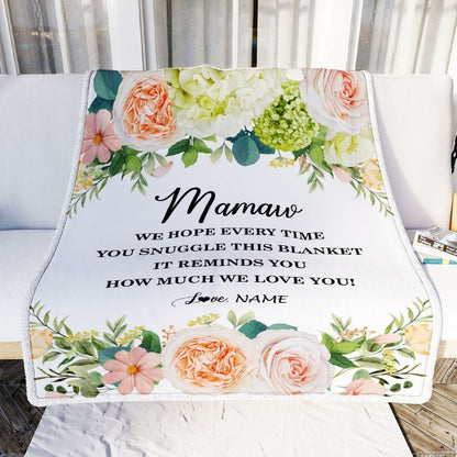 Personalized To My Mamaw Blanket From Grandkids How Much We Love You Flower Blanket, Mother's Day Blanket, Presents For Her