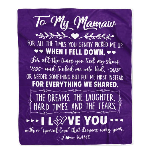 Personalized To My Mamaw Blanket From Grandkids I Love You With A Special Love Blanket, Mother's Day Blanket, Presents For Her