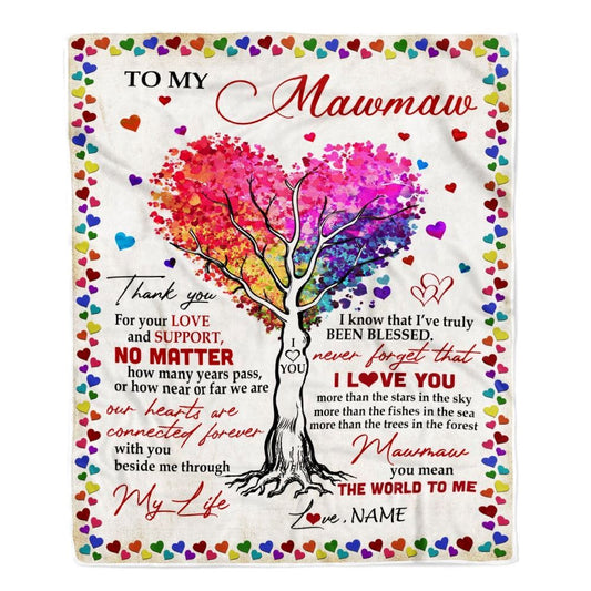 Personalized To My MawMaw Blanket From Grandkids Never Forget That I Love You You Mean The World to Me Blanket, Mother's Day Blanket, Presents For Her