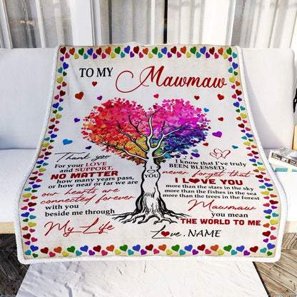 Personalized To My MawMaw Blanket From Grandkids Never Forget That I Love You You Mean The World to Me Blanket, Mother's Day Blanket, Presents For Her