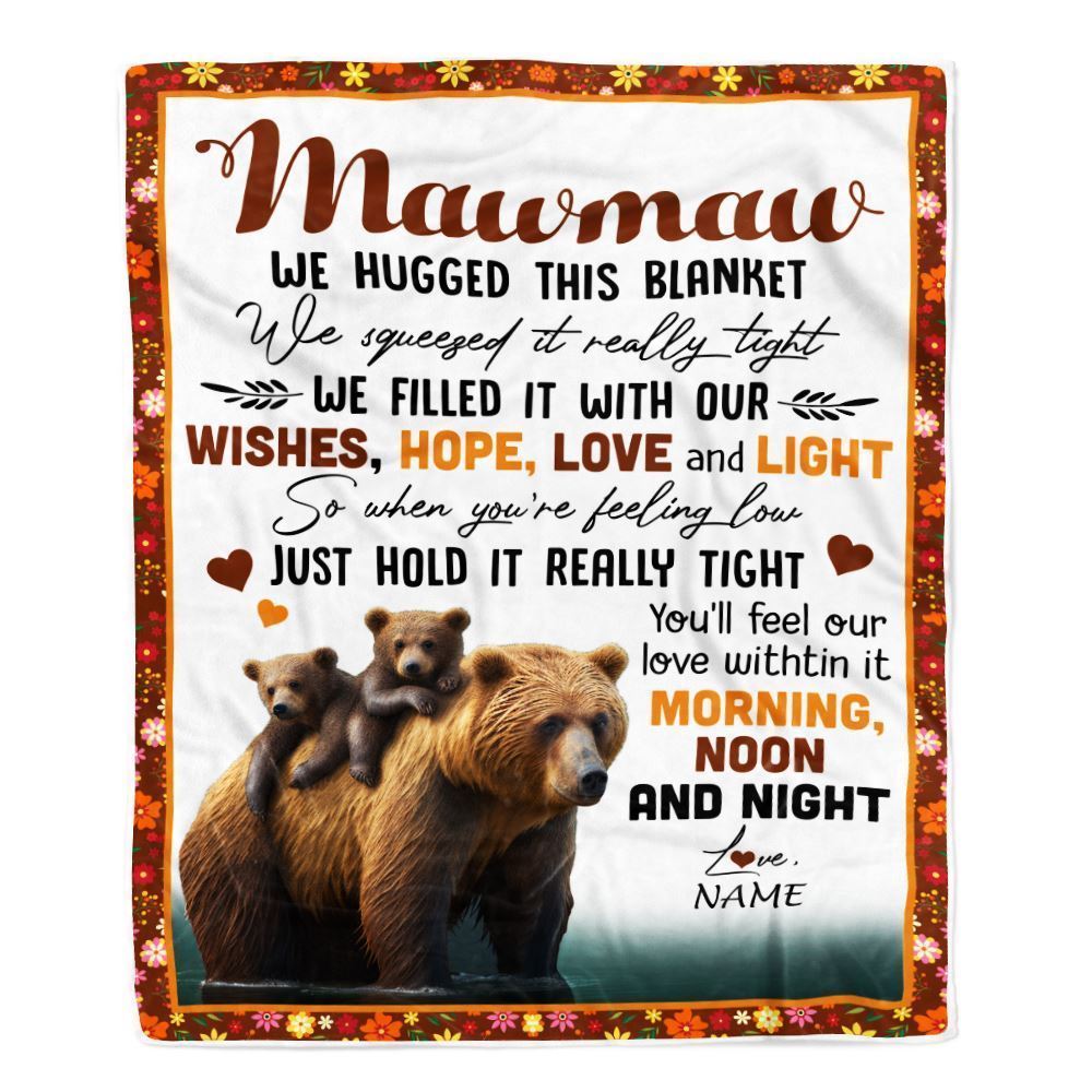 Personalized To My Mawmaw Blanket From Granddaughter Grandson Bear I Love You Blanket, Mother's Day Blanket, Presents For Her