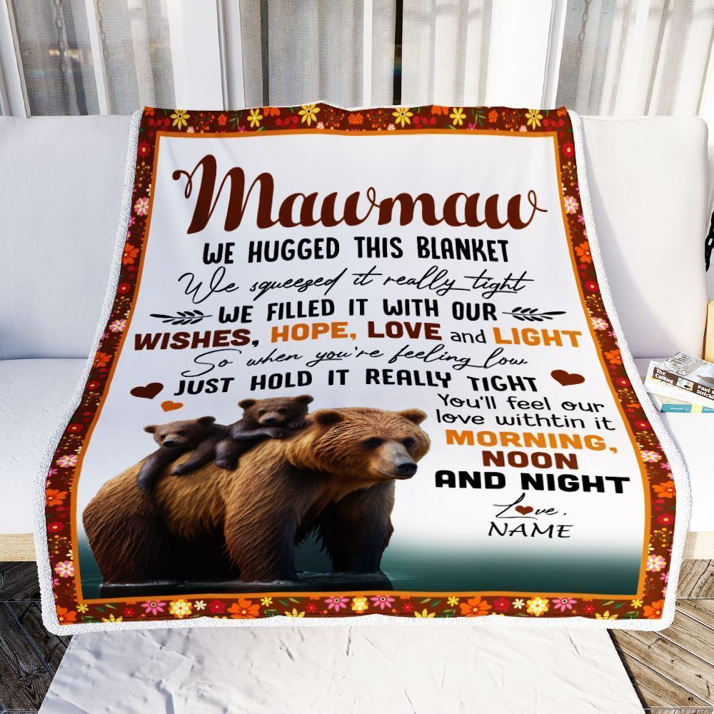 Personalized To My Mawmaw Blanket From Granddaughter Grandson Bear I Love You Blanket, Mother's Day Blanket, Presents For Her