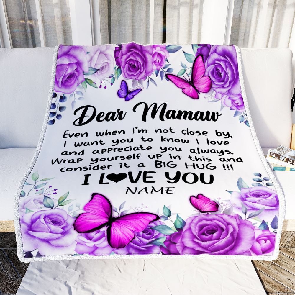 Personalized To My Mawmaw Blanket From Granddaughter Grandson Butterfly Love And Appreciate Blanket, Mother's Day Blanket, Presents For Her