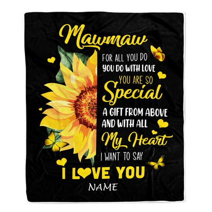 Personalized To My Mawmaw Blanket From Grandkids Granddaughter I Want To Say I Love You Sunfower Blanket, Mother's Day Blanket, Presents For Her