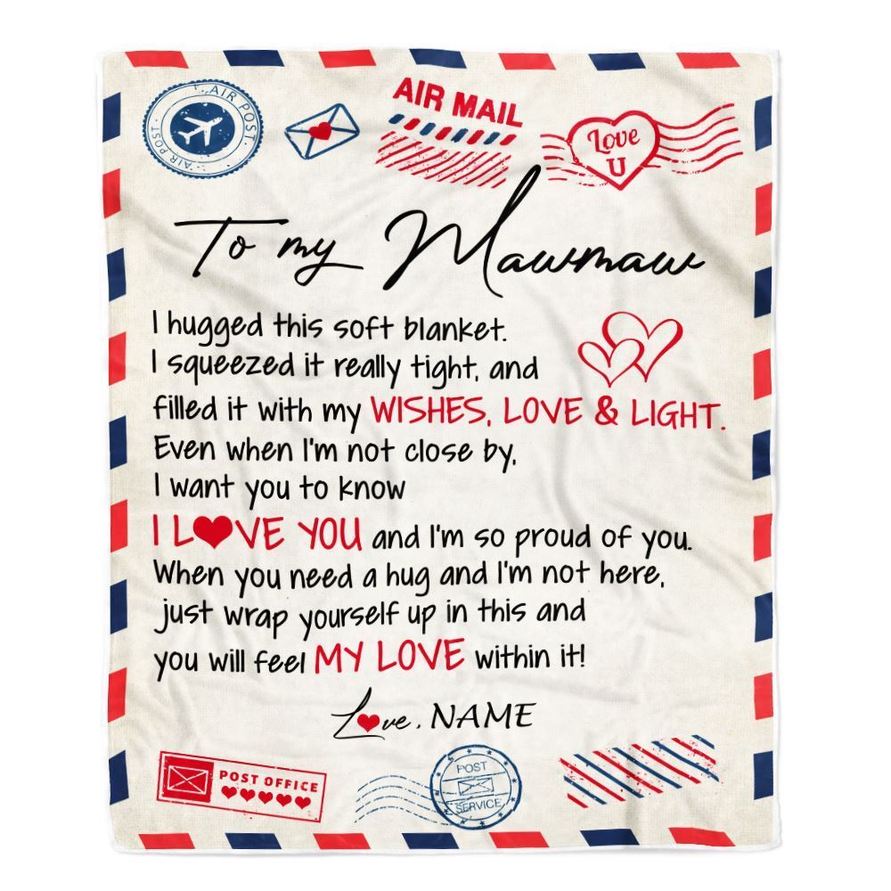 Personalized To My Mawmaw Blanket From Grandkids Grandson Air Mail Letter I Love You Blanket, Mother's Day Blanket, Presents For Her