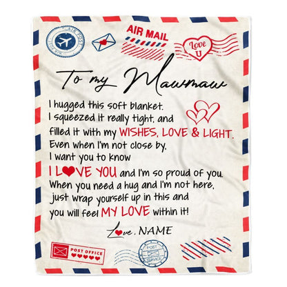 Personalized To My Mawmaw Blanket From Grandkids Grandson Air Mail Letter I Love You Blanket, Mother's Day Blanket, Presents For Her