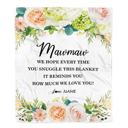 Personalized To My Mawmaw Blanket From Grandkids How Much We Love You Flower Blanket, Mother's Day Blanket, Presents For Her