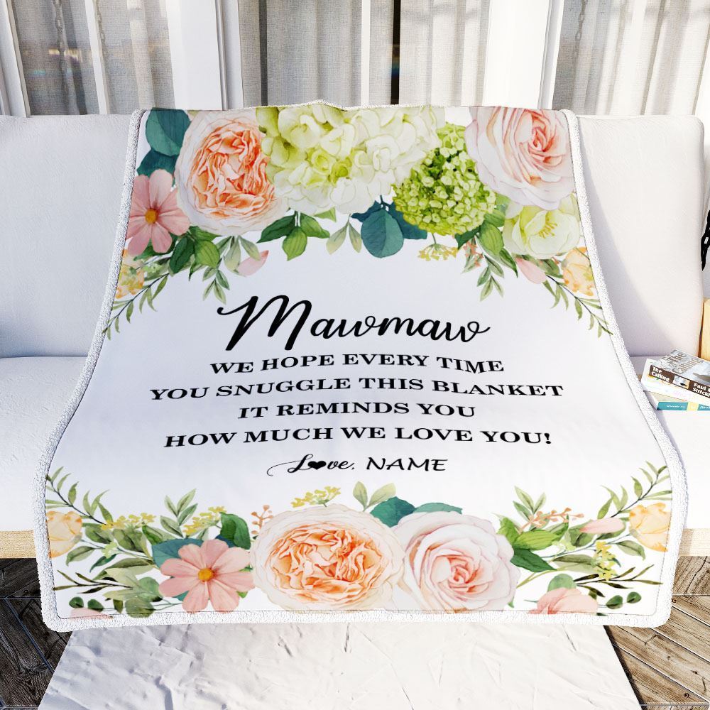Personalized To My Mawmaw Blanket From Grandkids How Much We Love You Flower Blanket, Mother's Day Blanket, Presents For Her