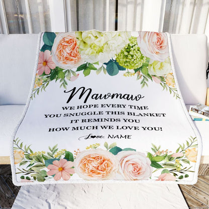 Personalized To My Mawmaw Blanket From Grandkids How Much We Love You Flower Blanket, Mother's Day Blanket, Presents For Her