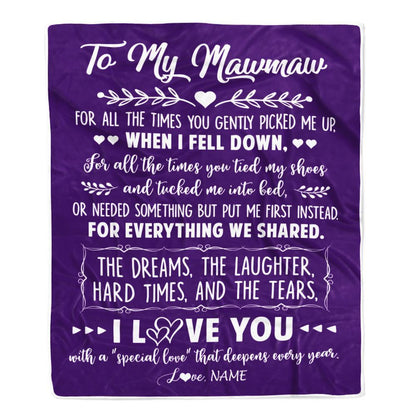 Personalized To My Mawmaw Blanket From Grandkids I Love You With A Special Love Blanket, Mother's Day Blanket, Presents For Her