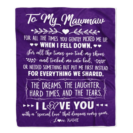 Personalized To My Mawmaw Blanket From Grandkids I Love You With A Special Love Blanket, Mother's Day Blanket, Presents For Her