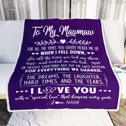 Personalized To My Mawmaw Blanket From Grandkids I Love You With A Special Love Blanket, Mother's Day Blanket, Presents For Her