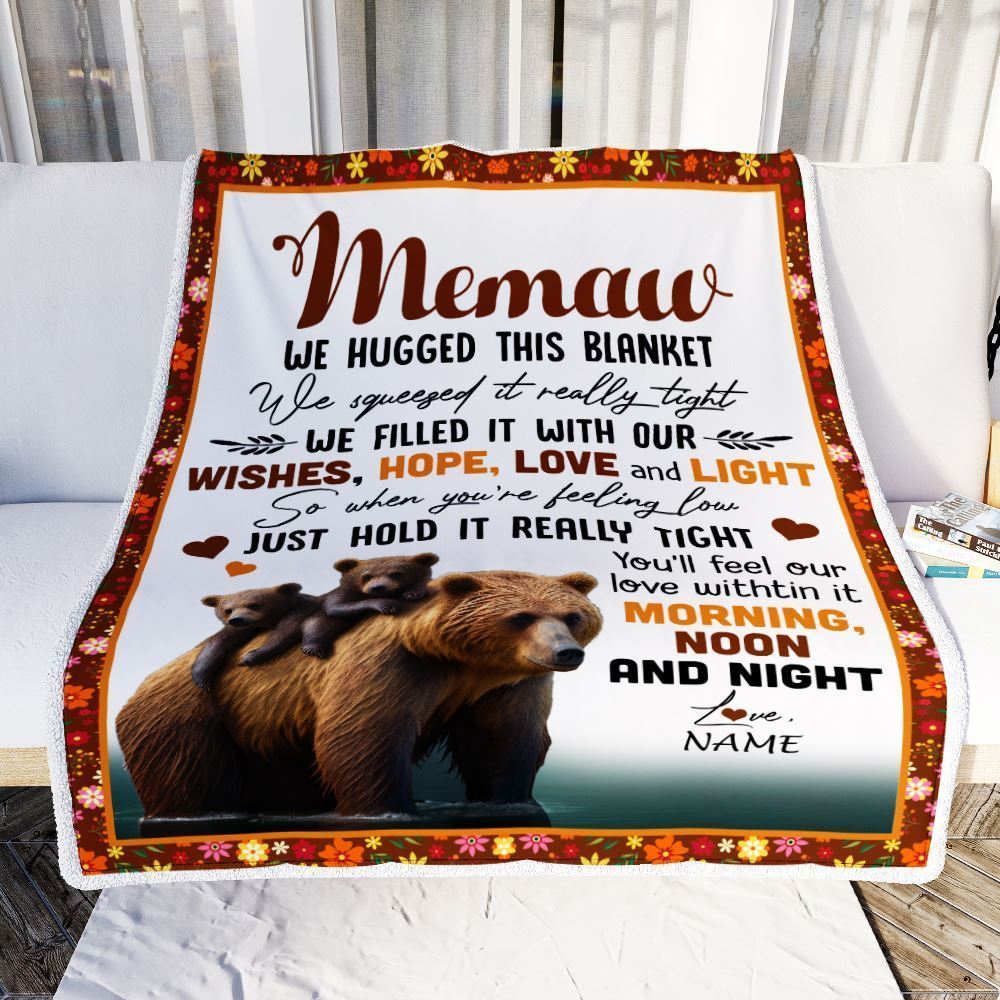 Personalized To My Memaw Blanket From Granddaughter Grandson Bear I Love You Blanket, Mother's Day Blanket, Presents For Her