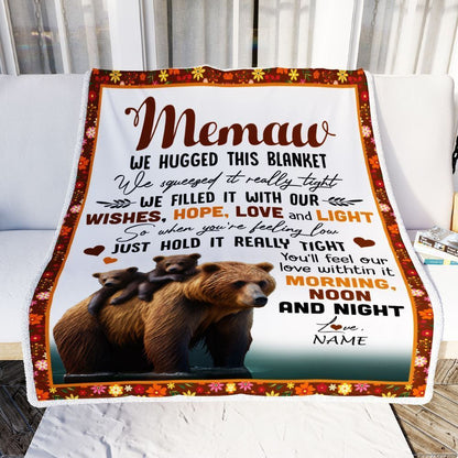 Personalized To My Memaw Blanket From Granddaughter Grandson Bear I Love You Blanket, Mother's Day Blanket, Presents For Her