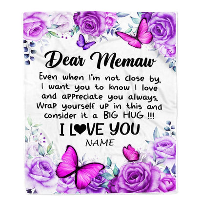 Personalized To My Memaw Blanket From Granddaughter Grandson Butterfly Love And Appreciate Blanket, Mother's Day Blanket, Presents For Her