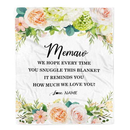 Personalized To My Memaw Blanket From Grandkids How Much We Love You Flower Blanket, Mother's Day Blanket, Presents For Her