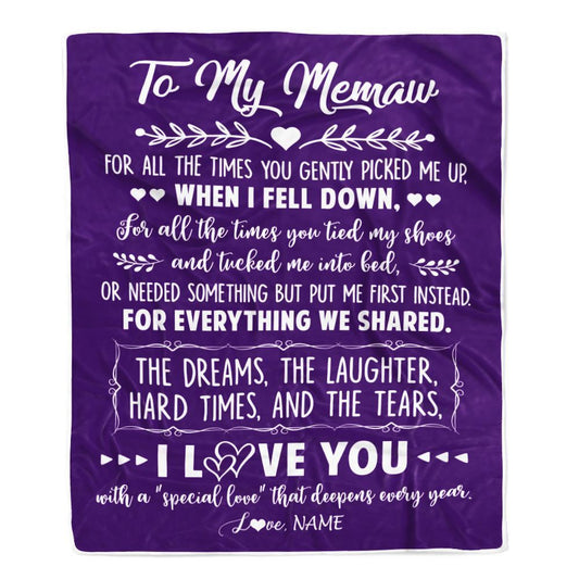 Personalized To My Memaw Blanket From Grandkids I Love You With A Special Love Blanket, Mother's Day Blanket, Presents For Her