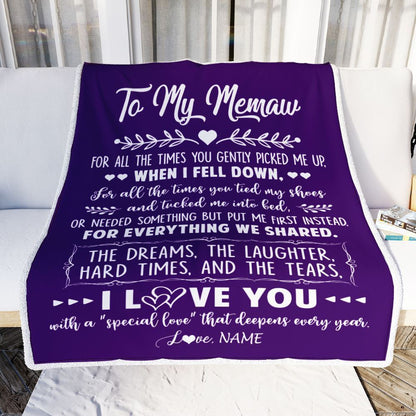 Personalized To My Memaw Blanket From Grandkids I Love You With A Special Love Blanket, Mother's Day Blanket, Presents For Her