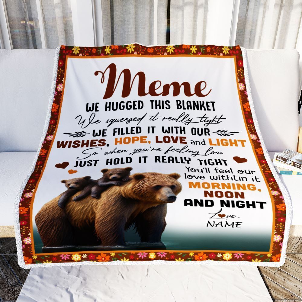 Personalized To My Meme Blanket From Granddaughter Grandson Bear I Love You Blanket, Mother's Day Blanket, Presents For Her