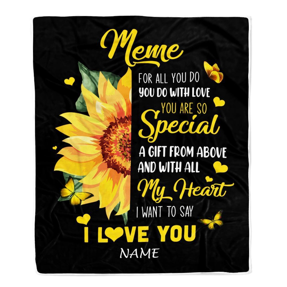 Personalized To My Meme Blanket From Grandkids Granddaughter I Want To Say I Love You Sunfower Blanket, Mother's Day Blanket, Presents For Her