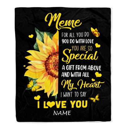 Personalized To My Meme Blanket From Grandkids Granddaughter I Want To Say I Love You Sunfower Blanket, Mother's Day Blanket, Presents For Her