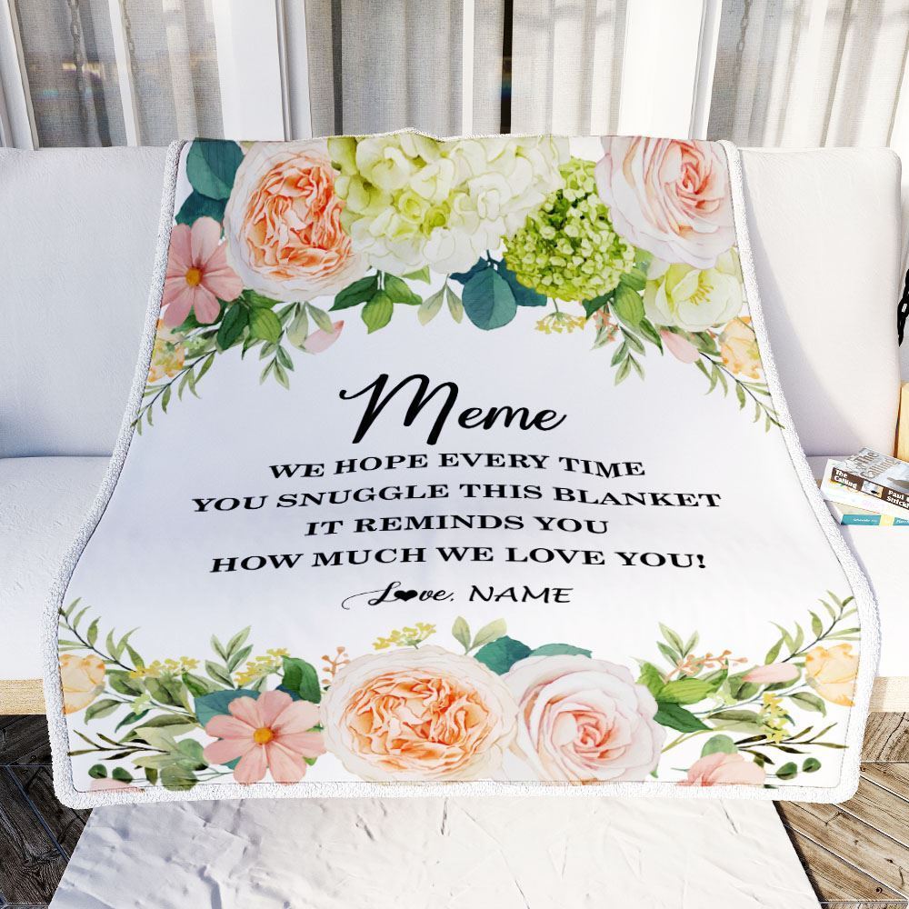 Personalized To My Meme Blanket From Grandkids How Much We Love You Flower Blanket, Mother's Day Blanket, Presents For Her