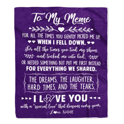 Personalized To My Meme Blanket From Grandkids I Love You With A Special Love Blanket, Mother's Day Blanket, Presents For Her
