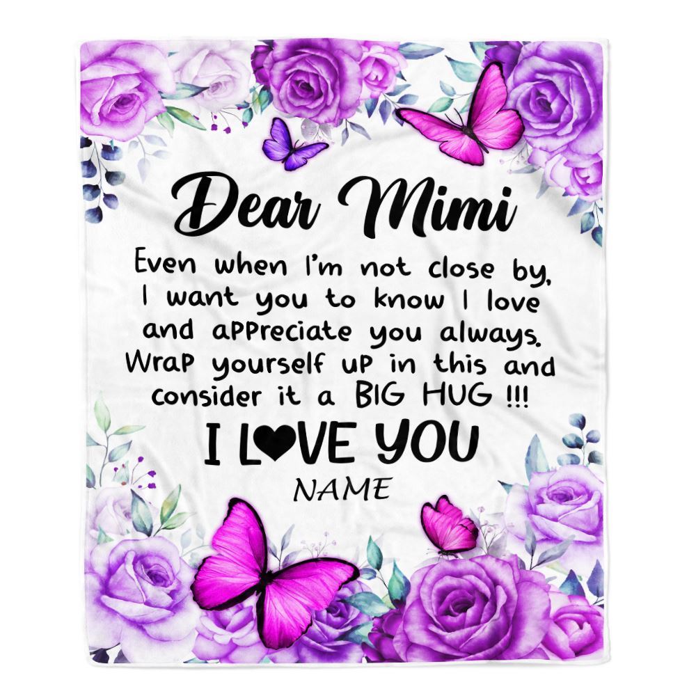 Personalized To My Mimi Blanket From Granddaughter Grandson Butterfly Love And Appreciate Blanket, Mother's Day Blanket, Presents For Her