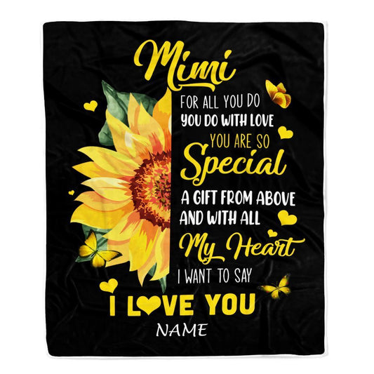Personalized To My Mimi Blanket From Grandkids Granddaughter I Want To Say I Love You Sunfower Blanket, Mother's Day Blanket, Presents For Her