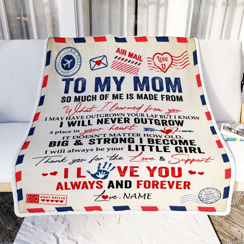 Personalized To My Mom Blanket From Daughter Air Mail Letter Mail I Love You Always Forever Mom Blanket, Mother's Day Blanket, Presents For Her