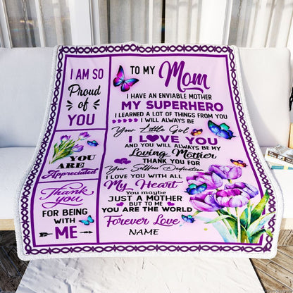 Personalized To My Mom Blanket From Daughter Floral Butterfly Thank You Loving Blanket, Mother's Day Blanket, Presents For Her