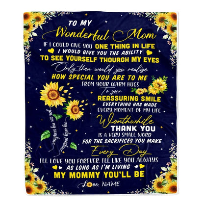 Personalized To My Mom Blanket From Daughter I Could Give You One Thing In Life Sunflower Blanket, Mother's Day Blanket, Presents For Her