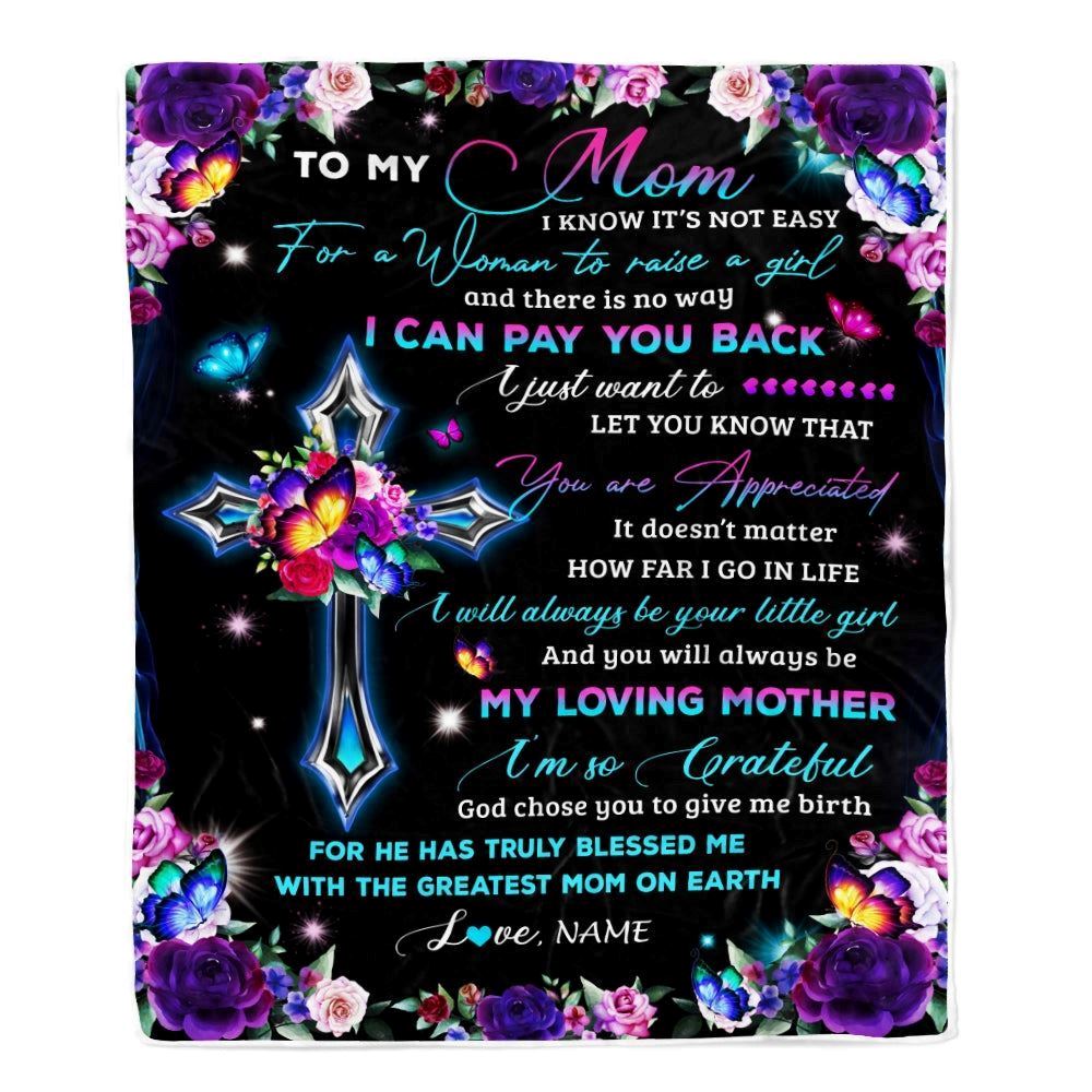 Personalized To My Mom Blanket From Daughter Letter Love You Cross Christian Blanket, Mother's Day Blanket, Presents For Her