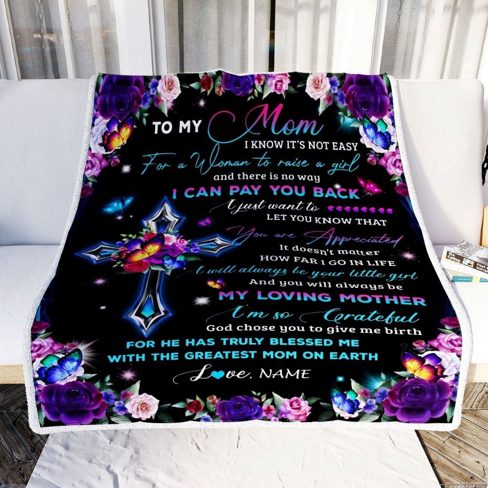 Personalized To My Mom Blanket From Daughter Letter Love You Cross Christian Blanket, Mother's Day Blanket, Presents For Her